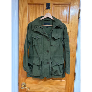 J.Crew Field Utility Jacket Army Green Cotton Drawstring Waist Women’s PXS